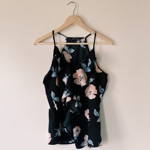 Black floral tank top